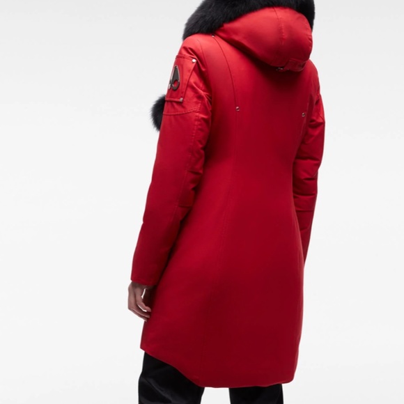 Moose Knuckles Stirling Parka red down coat with natural fur - Picture 2 of 11